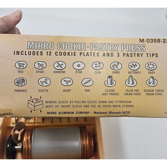 Mirro 1960 Vintage Aluminum Spritz Cookie Pastry Press 12 Blades 3 Tips Capers - Picture 3 of 4